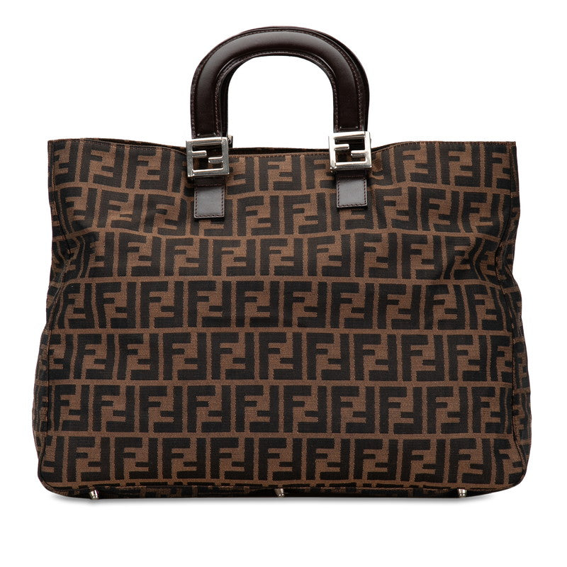 Fendi Zucca Handbag Tote Bag 26329 Brown Canvas Leather  Fendi