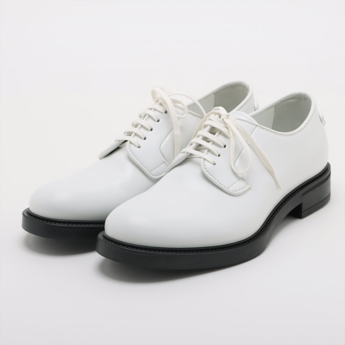 Prada 5 1/2  Leather Shoes White 2EG394 Logo