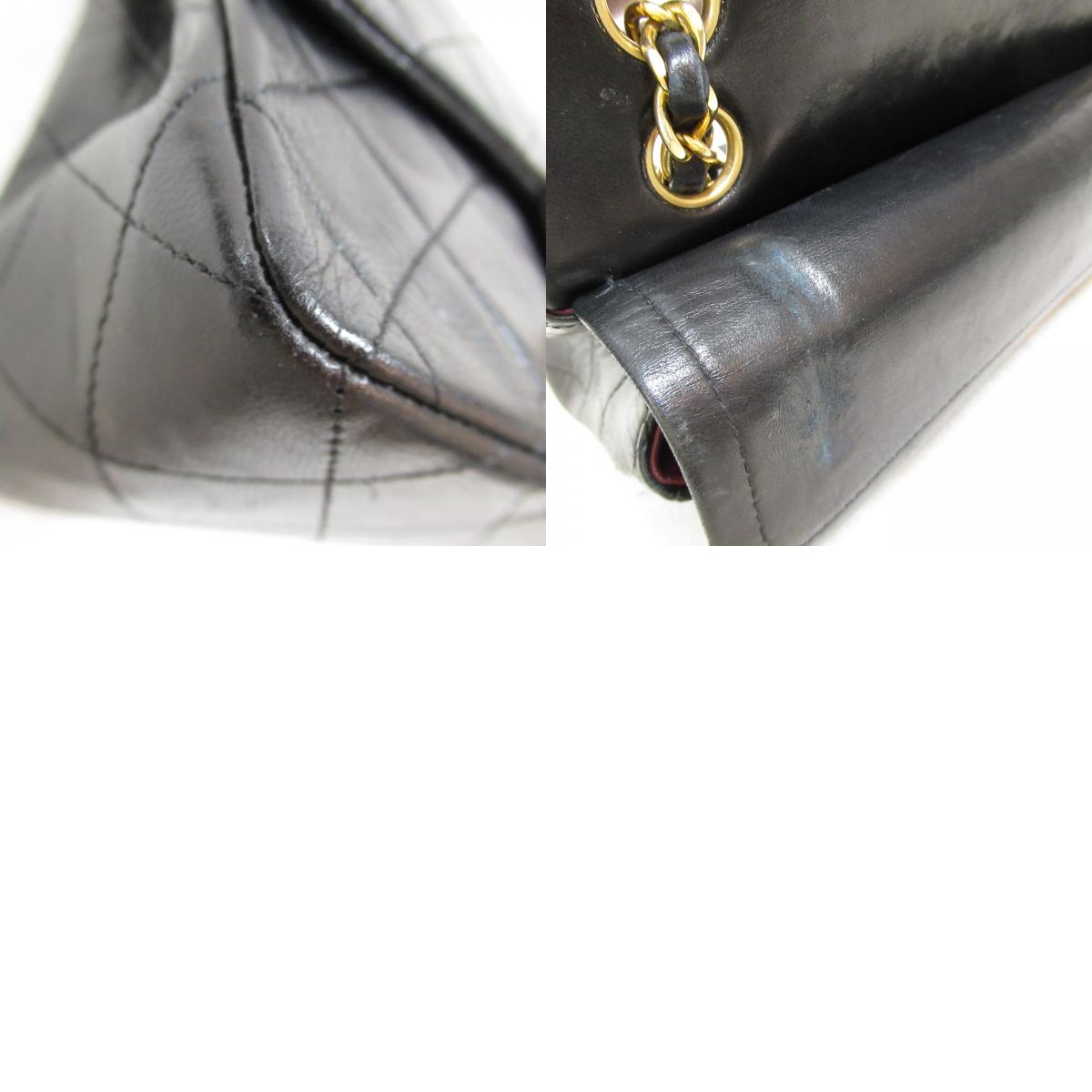 Chanel Double Flap Chain Shoulder Bag  Black A01113