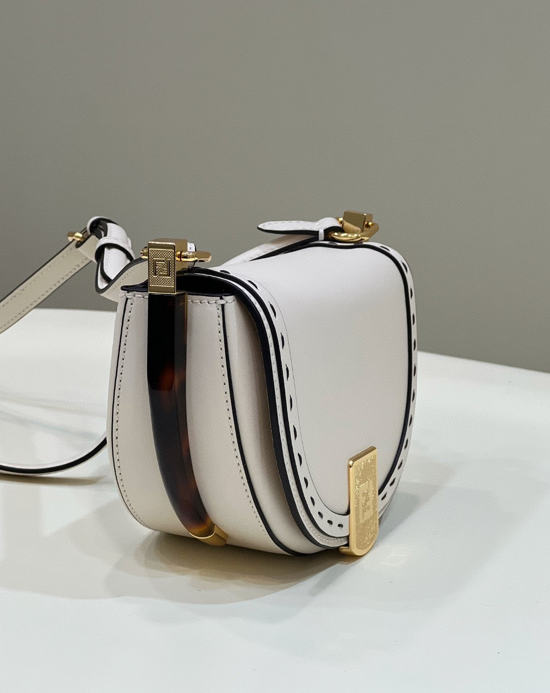 Fendi Moonlight Saddle White Bag For Woman 19cm/7.5in