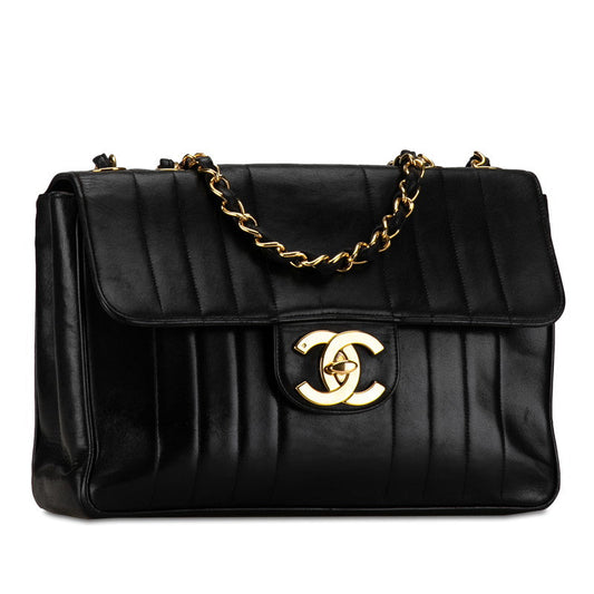 Chanel Mademoiselle Coco Double Flap Chain Shoulder Bag Black G   CHANEL