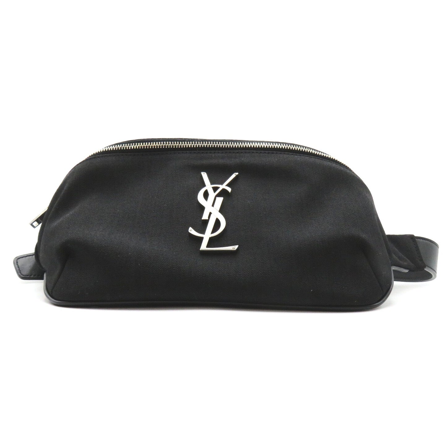 Saint Laurent Classic Monogram Belt Bag Waist Bag Body Bag Linen Leather Mens Black Nero 590076GIV6E1000