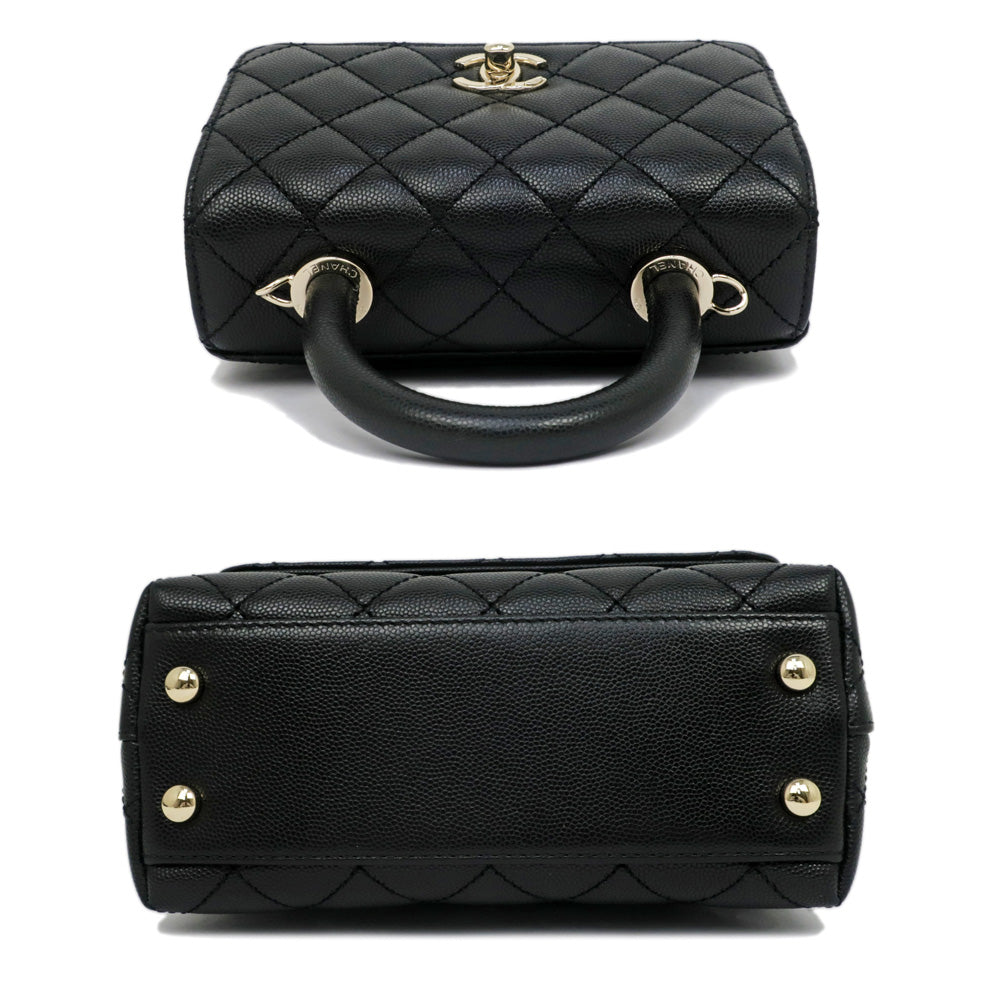 CHANEL Coco Handle XXS AS2215 Caviar S Matrasse Black Black G  Top Handle Bag