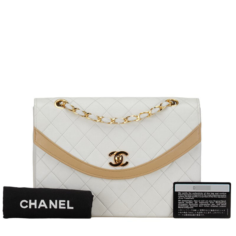 Chanel Matrasse Diana 25 Coco Chain  Chain Handbag White Beige Leather  Chanel