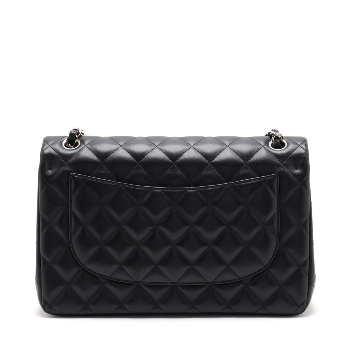 CHANEL DECAMATRASSÉ 30 RAGE Lambskinkin DOBLE FLAP Double Chain Bag Black Silver G  19th A58600