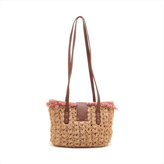 Chanel 2.55 Raffia X Leather Tote Bag Beige G  14th