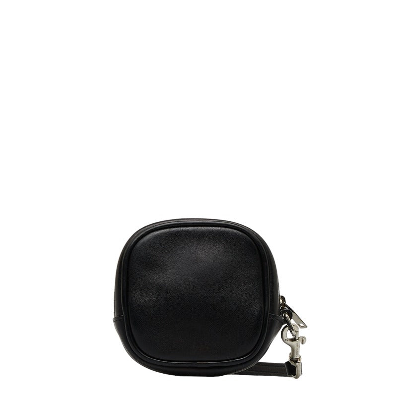 Saint Laurent Round Clutch Bag in Leather Black