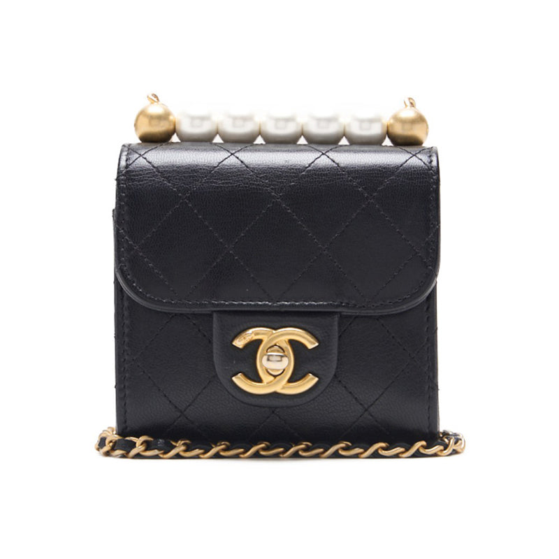 CHANEL 【CHANEL】Mini Trace Pearl Chain Shoulder  Black  Shoulder Bag Mini Shoulder Bag  Bag Hybrid 【 Ship】