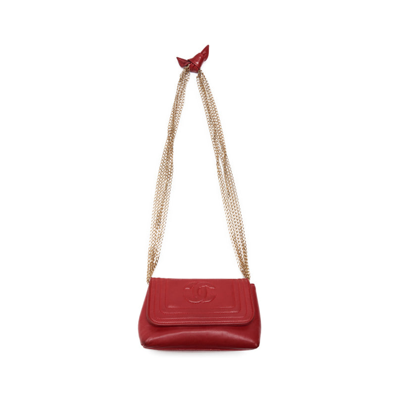 Chanel Mademoiselle Pushlock 5  Chain Shoulder  Red  Shoulder Bag Mini Shoulder Bag  Shoulder Bag Hybrid 【 Ship】 Dharma Bookstore Online