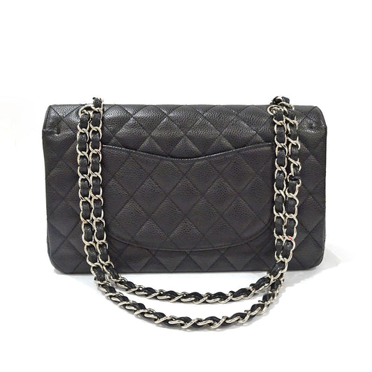 Chanel Classic Handbag A01112 W Flap Bag Matrasse 25 Black Silver  Green  S Caviar Skin Shoulder Bag