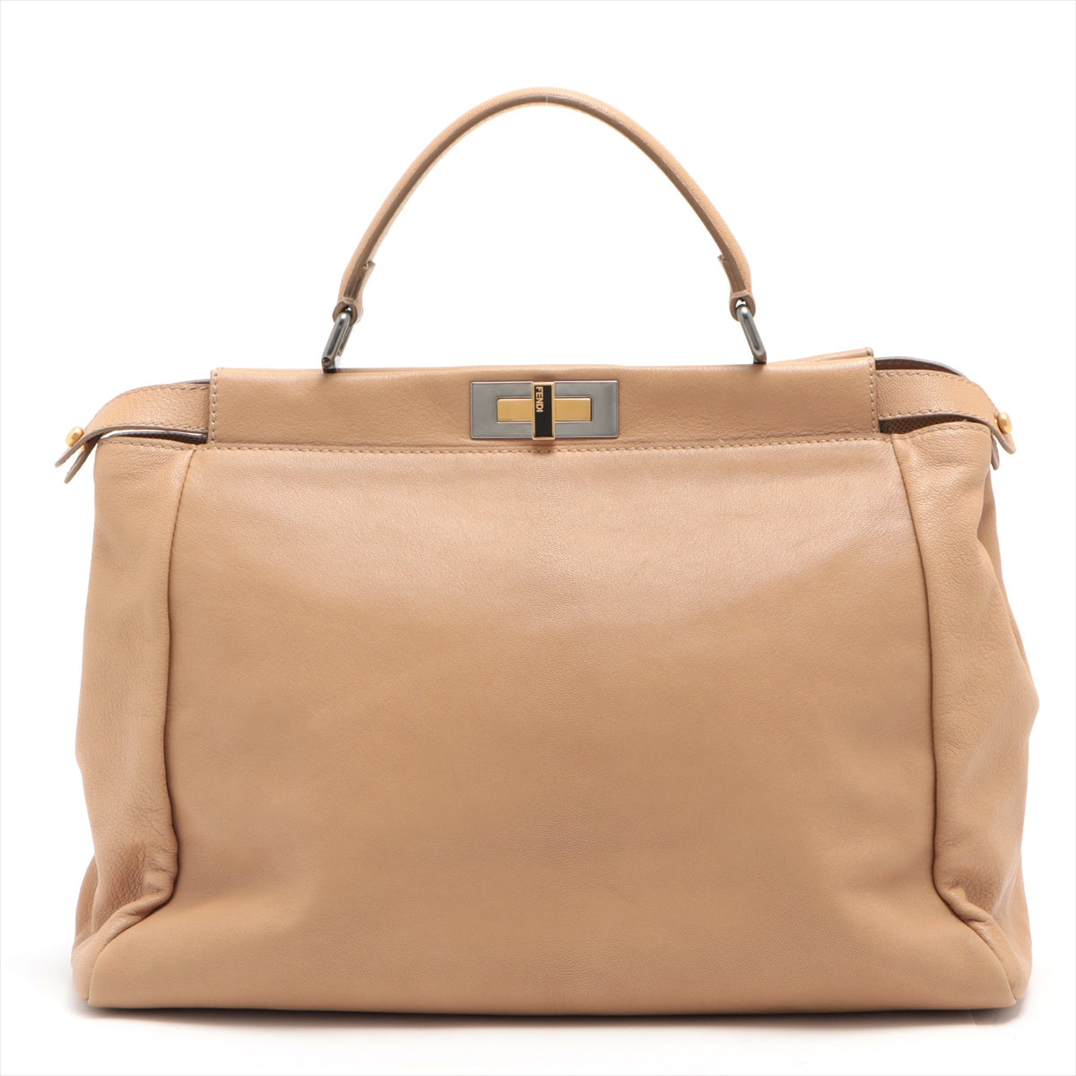 FENDI Peekaboo Lodge Handbag in Leather Beige 8BN210