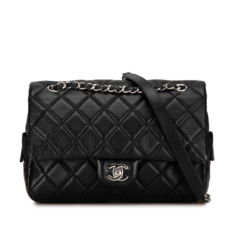 Chanel Mattrase 23 Coco Wild Stitch Silver G  Chain Shoulder Bag Black Lambskin  CHANEL