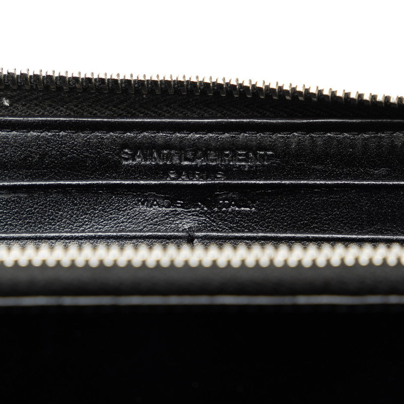 Saint Laurent Star Roundfassner Long Wallet Black Leather Mens Saint Laurent