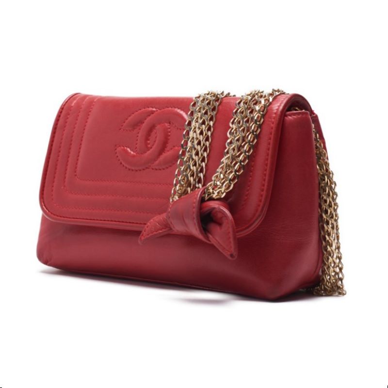 Chanel Mademoiselle Pushlock 5  Chain Shoulder  Red  Shoulder Bag Mini Shoulder Bag  Shoulder Bag Hybrid 【 Ship】 Dharma Bookstore Online