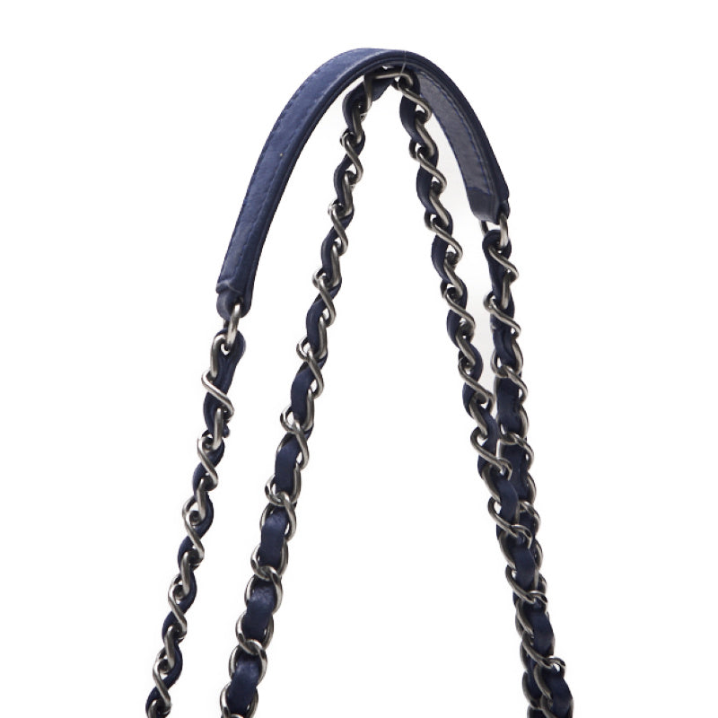 Chanel Matrasse Single Flap Chain Shooter Spacle Leather Navy (Silver G ) Shooter Bag   Ship Free Shipping] Navy Yamamoto Online