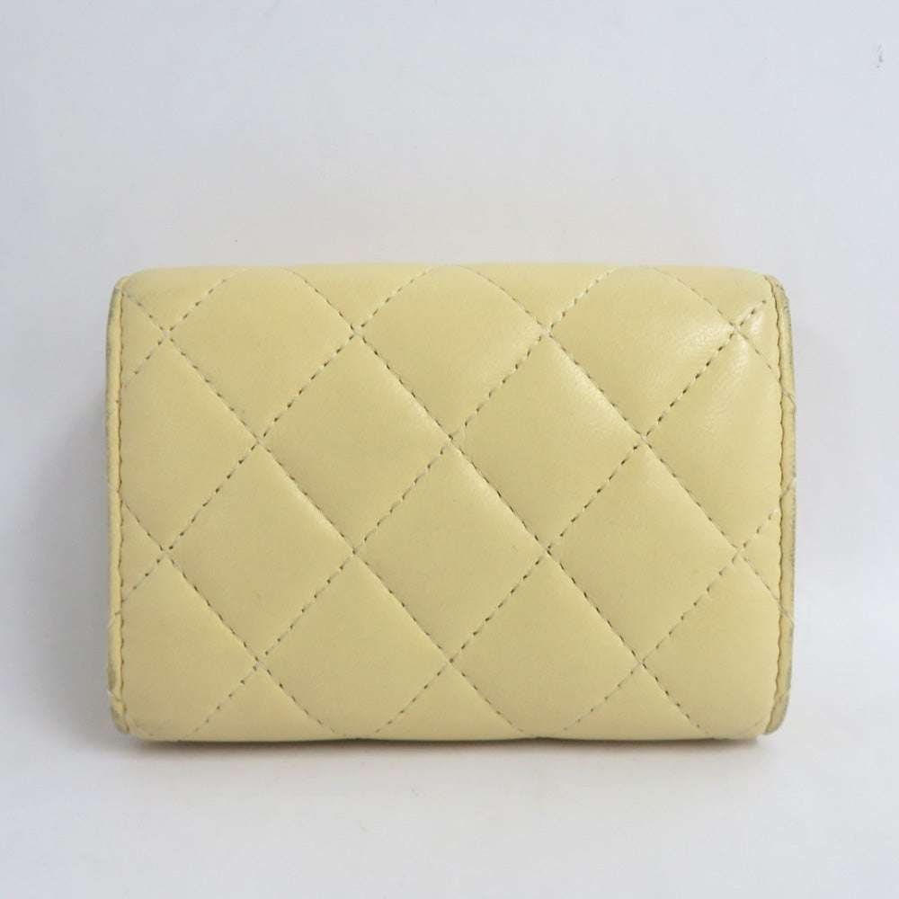 Chanel Classic Small Flap Wallet AP0230 Matrasse Yellow G   Coco Three Folded Wallet