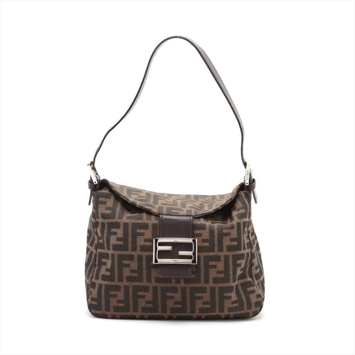 Fendi Zucca Canvas x Leather Shoulder Bag Brown