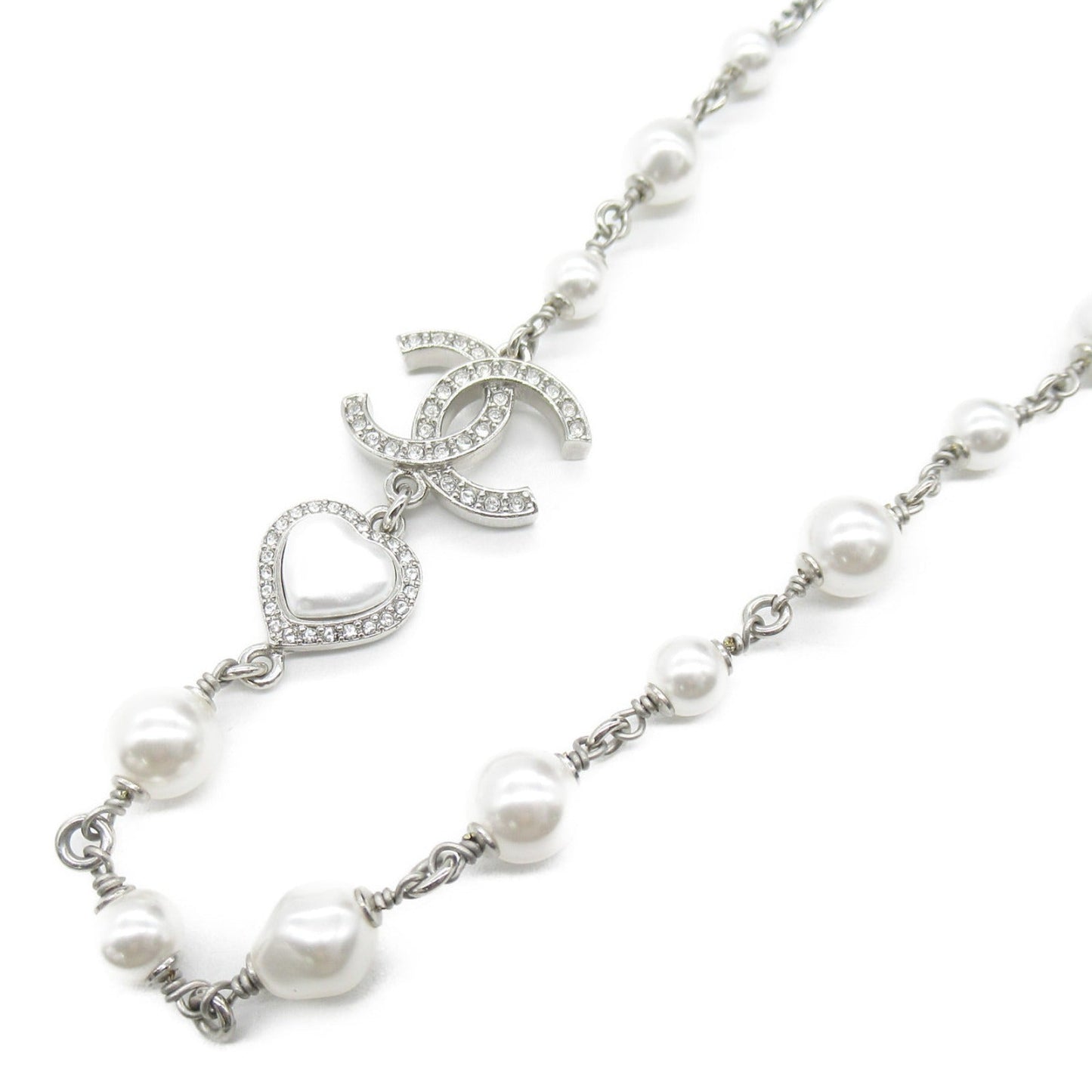 Chanel Necklace Pearl/Heart B23B Collar Jewelry / Pearl  Silver ABB616 B14142NR575