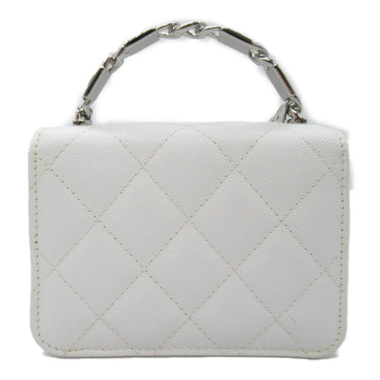 CHANEL Mini Chain Sder Bag Shoulder Bag Cabia S  White  AP2758