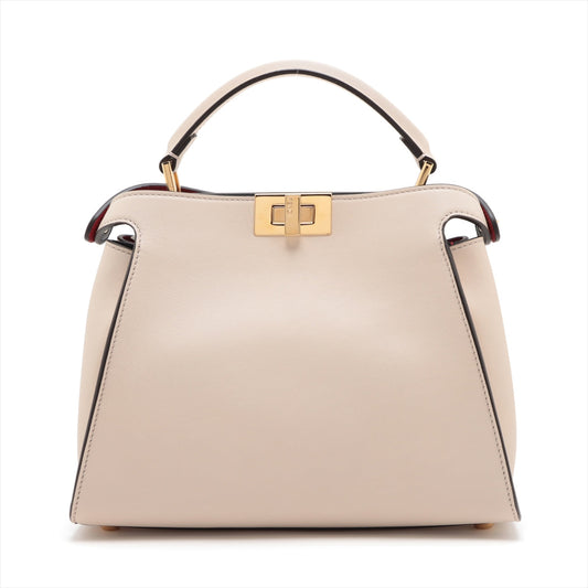 Fendi Peekaboo Essential Leather 2WAY Handbag Beige 8BN302