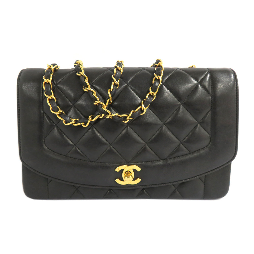 Chanel Diana Matrasse 25 Chain Shoulder Bag A01165 Dianaflap  Leather Black G  Black GD Tools Vintage