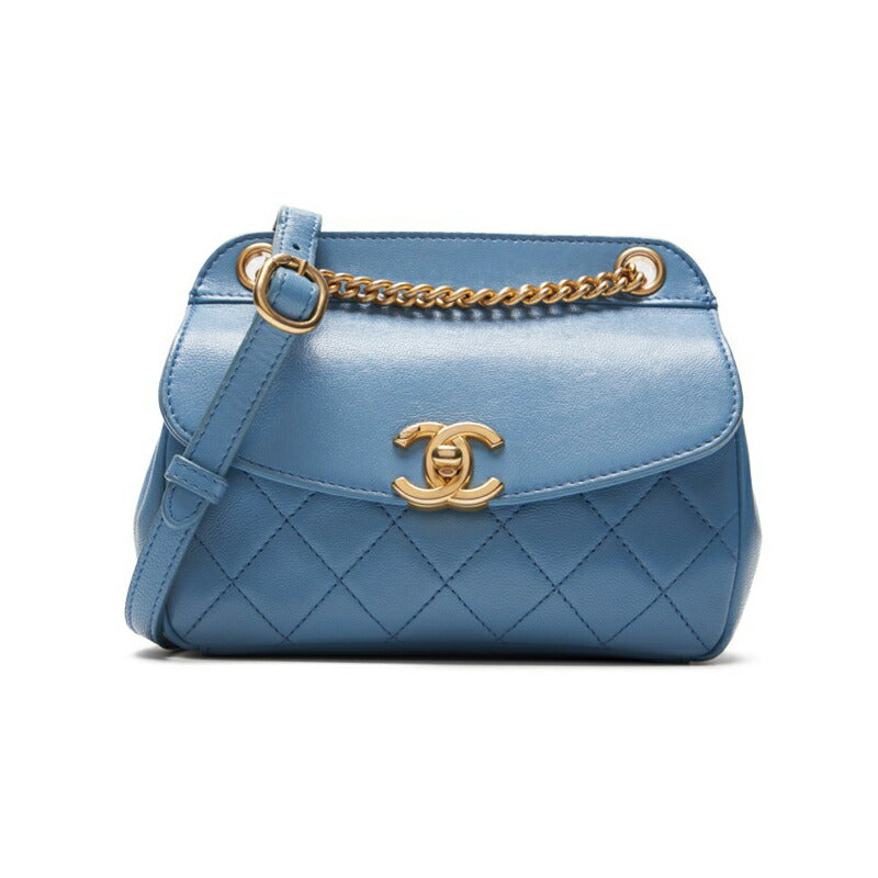 CHANEL 【CHANEL】 Mini Traverse Roundflip Chain Shoulder  Blue (Gen Gold ) Shoulder Bag Miniature Shoulder Bag  Bag Hybrid 【 Ship】 Acoustic Online