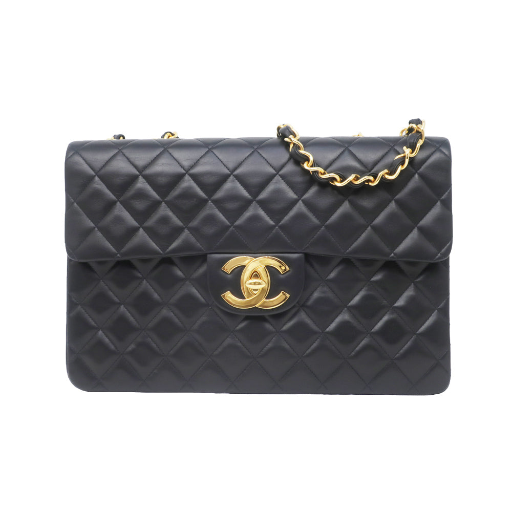 CHANEL Deca 34 Chain Shoulder Bag Single Flap  Black GD G