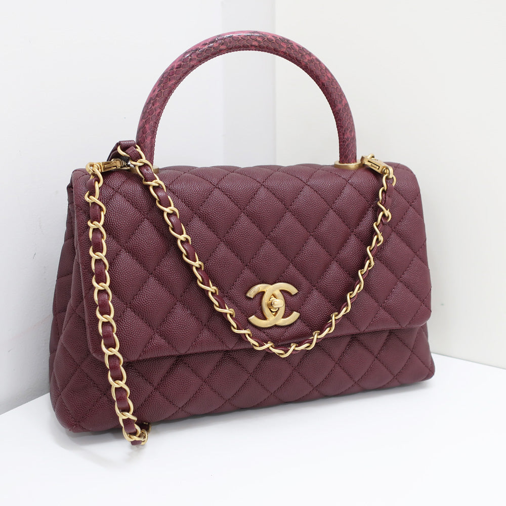 Chanel Matrasse Coco Handle Caviar S Pearson G  Chain Shoulder Handbag Bordeaux