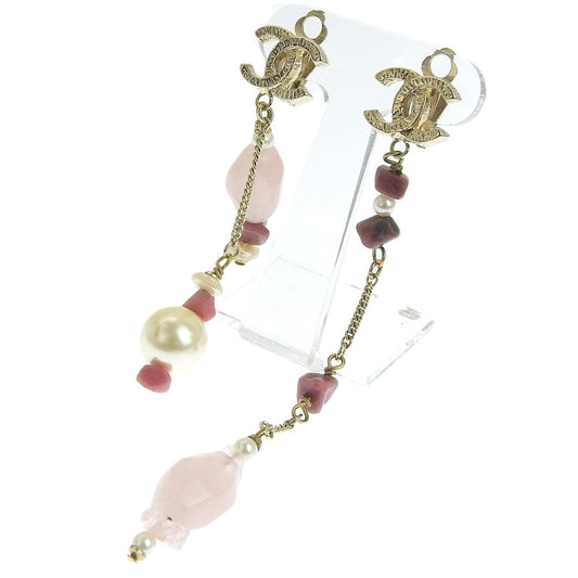 【Suale  OFF】 CHANEL Chanel Coco Asymmetry Metal Made  Color Stone Pink 05A  Earring 【Supersale】 A Ranked Cocomark Earring