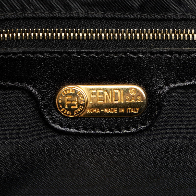 Fendi FF Logo G  Handbag 15321 Black Nylon Leather  Fendi