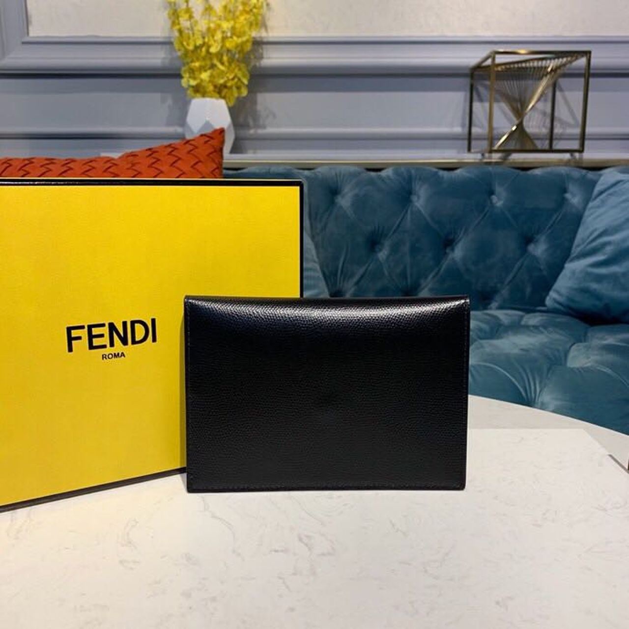 Fendi FF Embossed Envelope Wallet 6.4in/17cm Brown/Black For Women