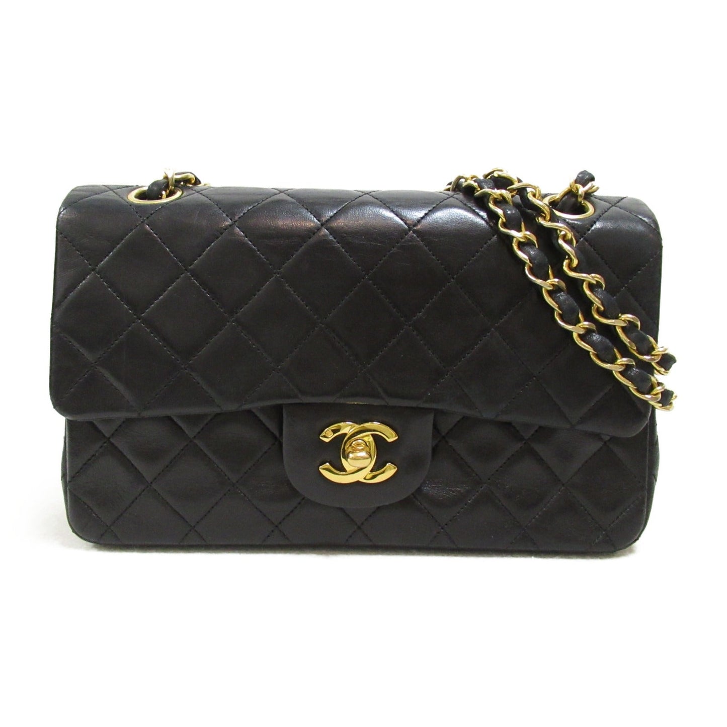 Chanel Double Flap Chain Shoulder Bag  Black A01113