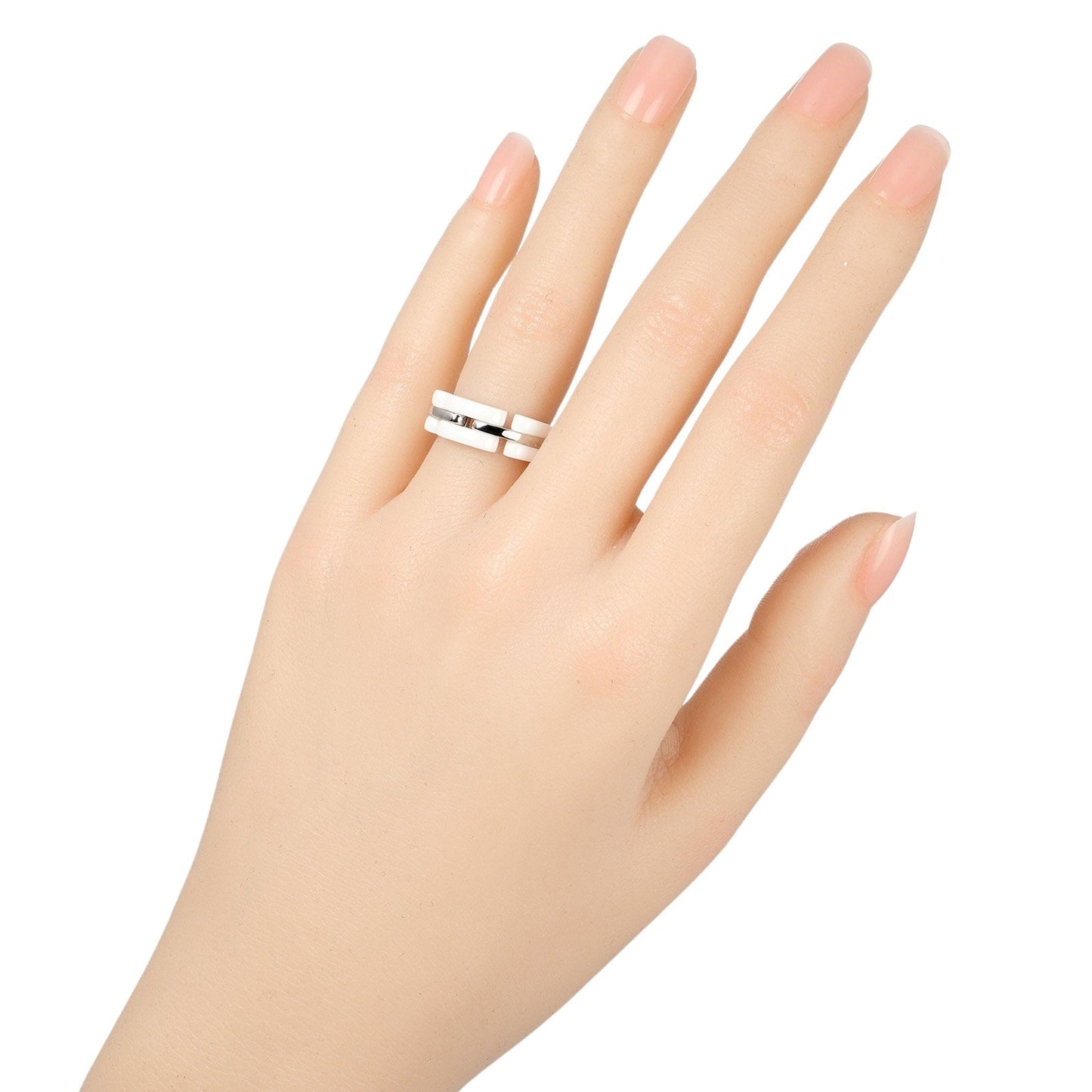 Chanel Ultra Collection 6.5 Ring Ring K18 WG White G White Ceramic  6.34g