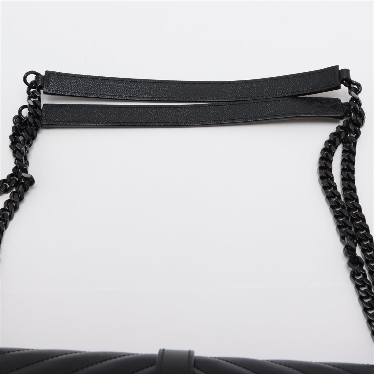 Saint Laurent Cassandra Leather Chain Shoulder Bag Black 396910