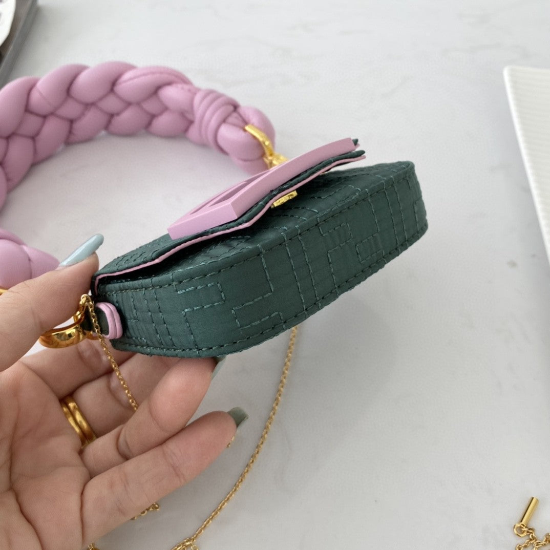 Fendi Nano Baguette Maxi Handle Pink and Green Bag