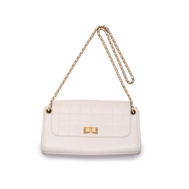 CHANEL Chocolate Bar 2.55 Lock Chain Shoulder  White (Gen Gold ) Shoulder Bag Mini Shoulder Bag  Bag Hybrid 【 Ship】 Himalan Online