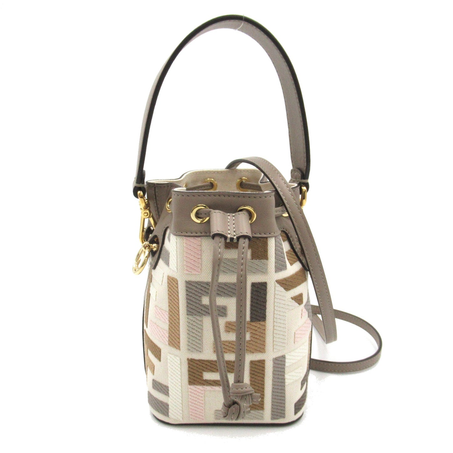 Fendi Fendi Mini Tresor 2w Shoulder 2way Shoulder Bag Linen Leather  Grey / Multicolor 8BS010APKEF1MB4