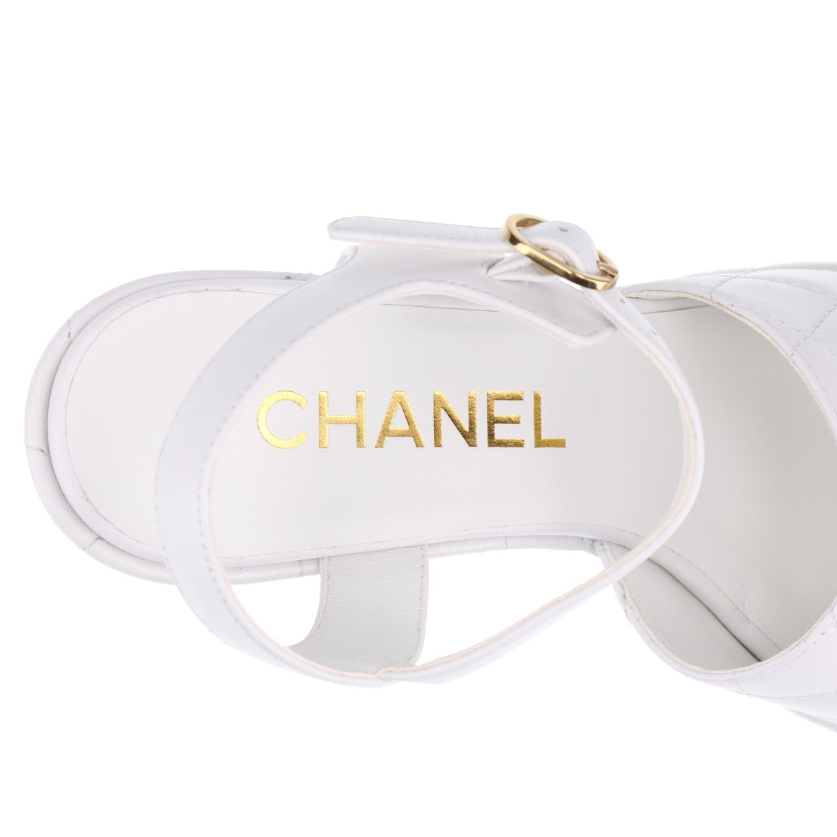 Chanel Coco Leather Sandals 35  White G45637