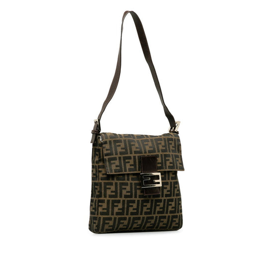 FENDY ZUCKA MANMABACKET ON SHOULDER BAG 26730 Brown canvas leather ladies FENDI