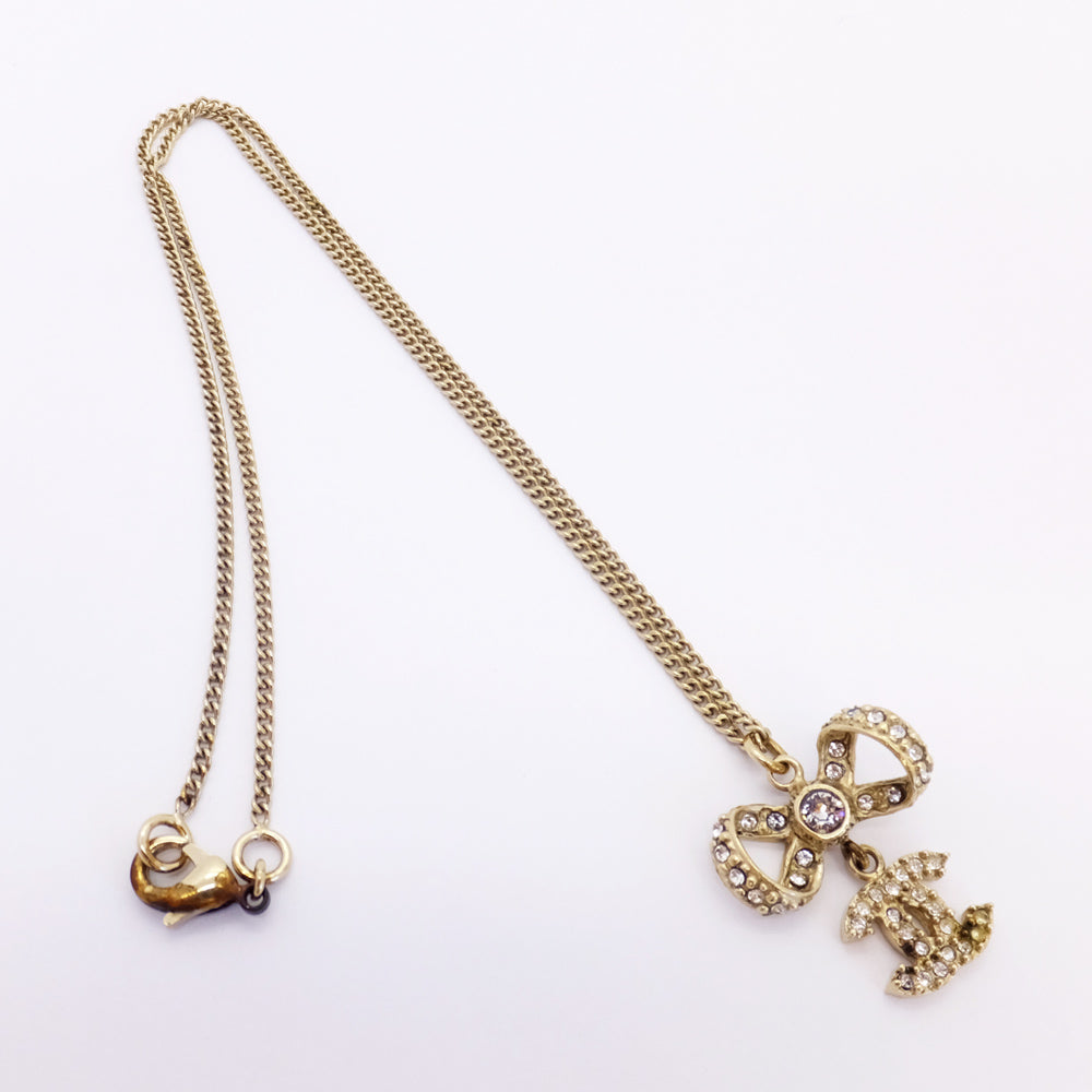 【Chanel】Chanel necklace g colour B14P Ribbon Coco Rhinestone accessories fashion ladies smallquality wade