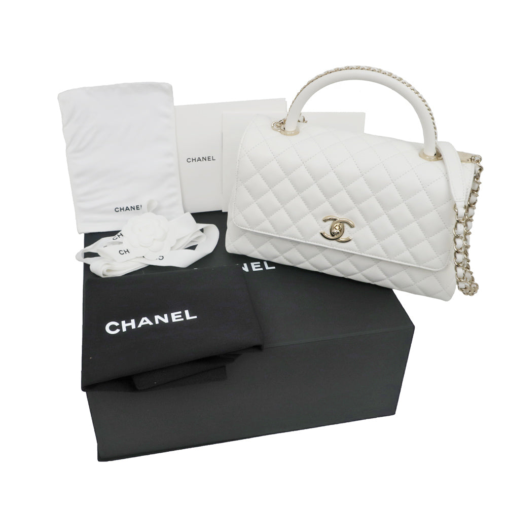 Chanel Coco Handle 29 Cabia S Handbag White Shoulder G A92991