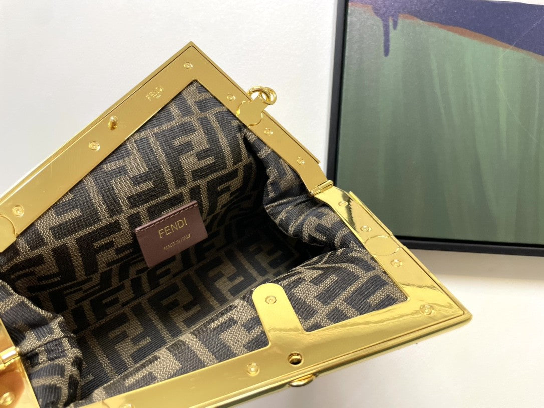 Fendi Fendirst Small Black with python Bag