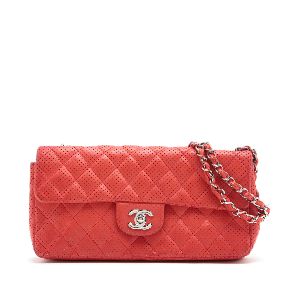 Chanel Matrasse Single Flap Single Chain Bag Red Silver  11th