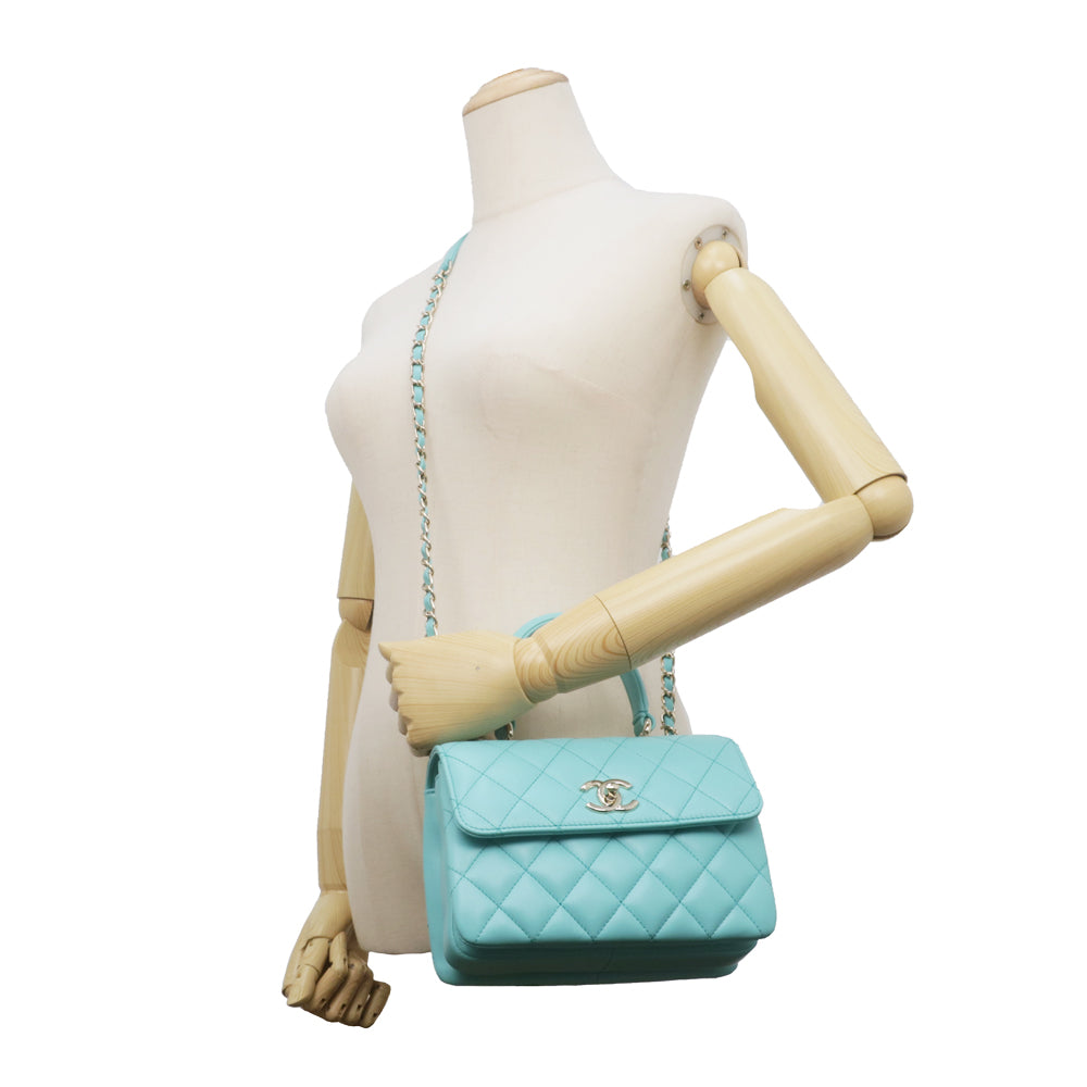 CHANEL Coco Handle XS  Handbag Top Handle Turquoise Blue Shoulder GD G A92990