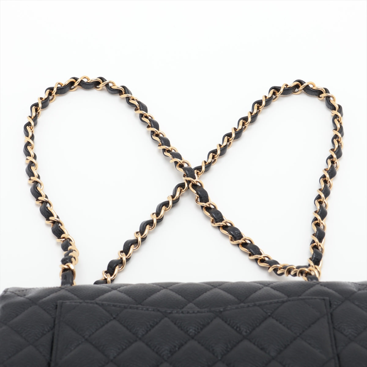 Chanel Matrasse 23 Small Caviar S Double Flap Double Chain Bag Black G  A01113