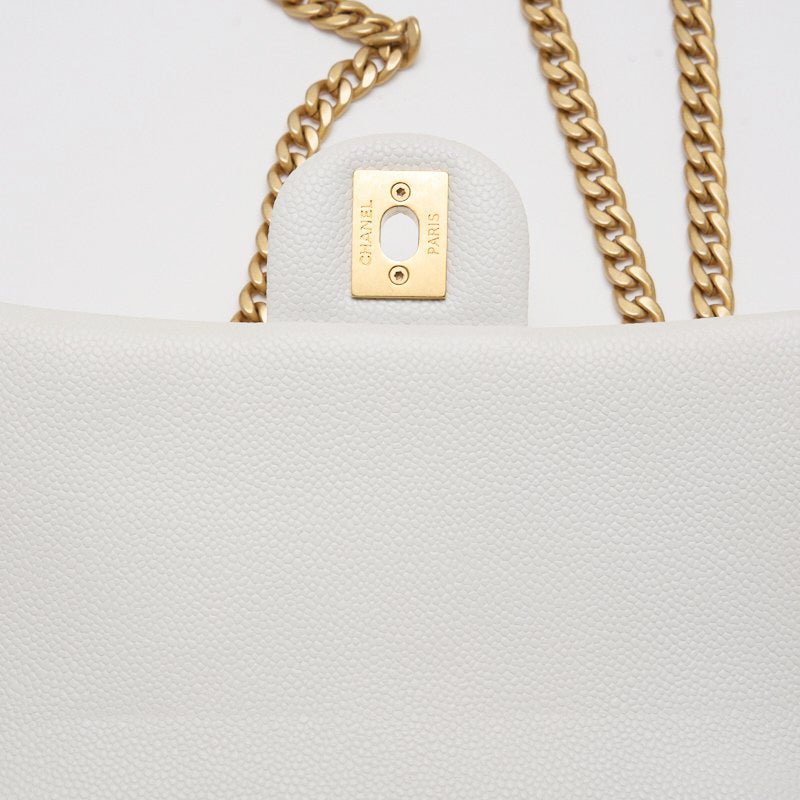 CHANEL 【CHANEL】MINI TRASSE Turnlock Chain Shoulder Caviar S White  Shoulder Bag Mini Shoulder Bag  Bag Hybrid 【 Ship】