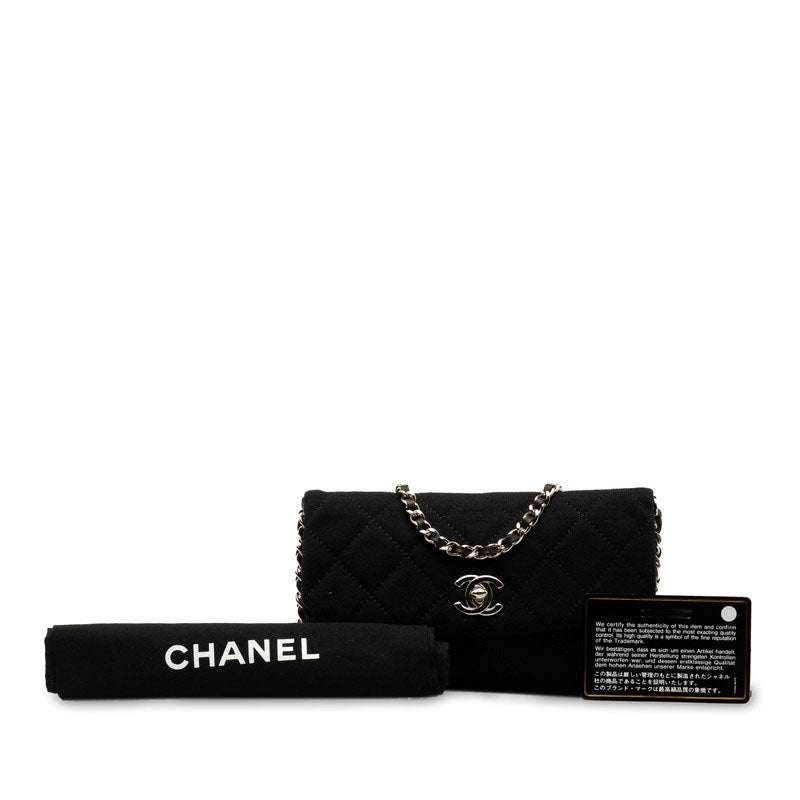 Chanel Mini Mattrase Christmas 2011 Limited Chain Shoulder Bag Black Silver Canvas  CHANEL