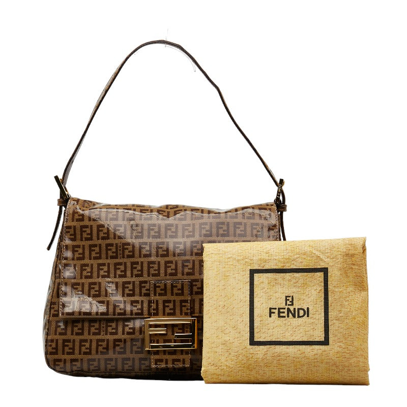 FENDI Zucca Mamma Baguette Shoulder Bag Patent Leather 26325 Brown Ladies