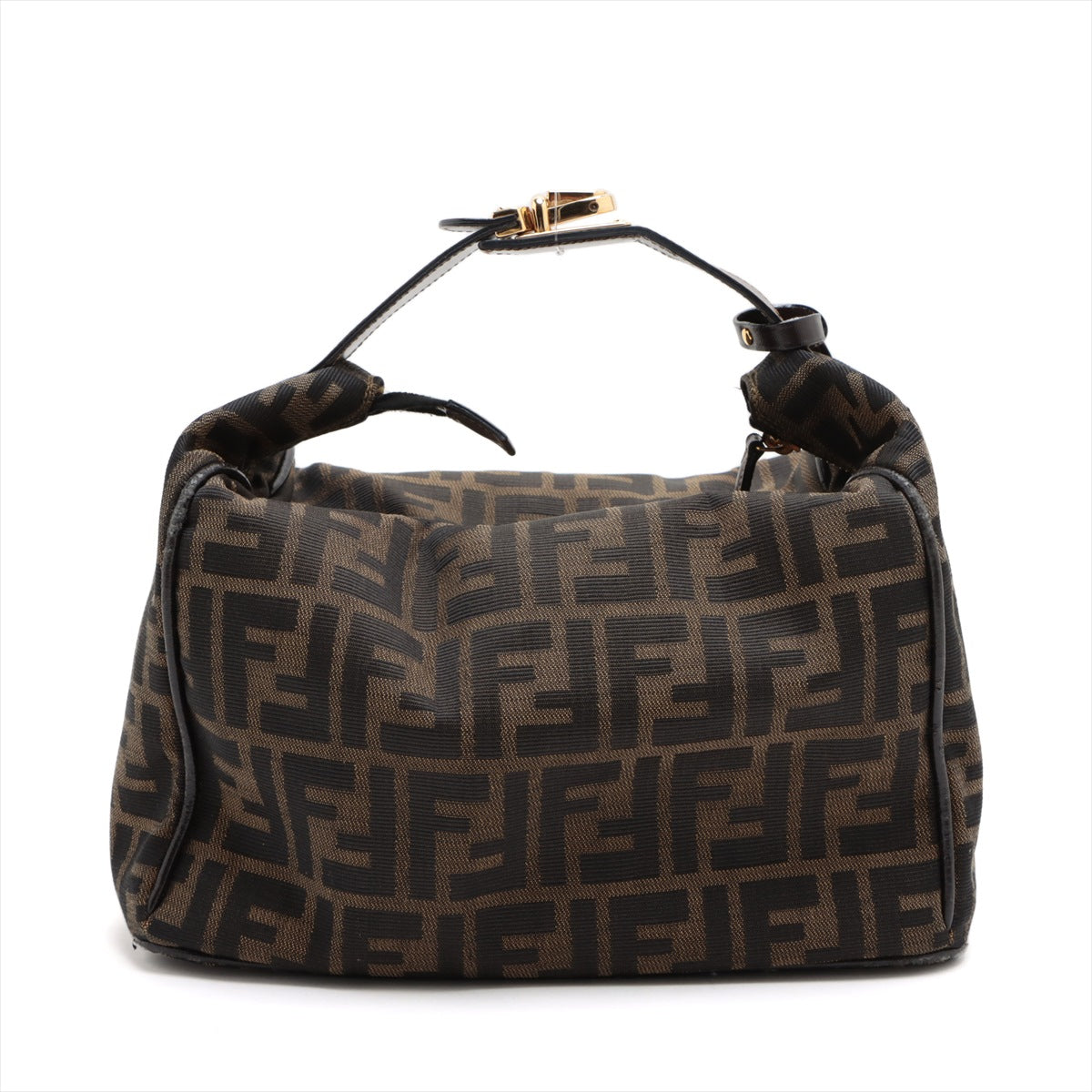 Fendi Zucca Canvas  Leather Vanity Bag Brown Fendy