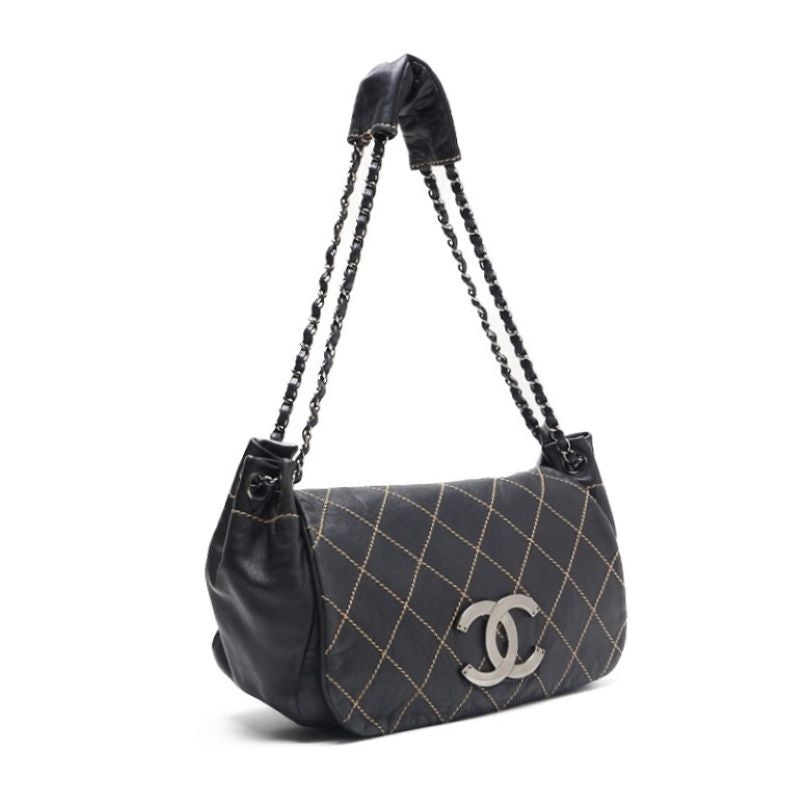 Chanel Wild Stitch Coco Chain Shoulder  Black (Silver ) Shoulder Bag Mini Shoulder Bag  Shoulder Bag Hybrid 【 Ship】 Acoustic s Online